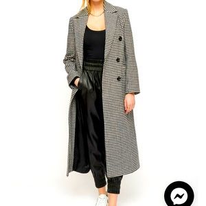 Double breasted houndstooth coat XXS